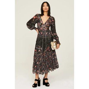 HEMANT & NANDITA Women's Tana Midi Dress Size L in Black